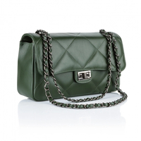 Базова сумка з крупною прошивкою шкіряна - темно-зелений